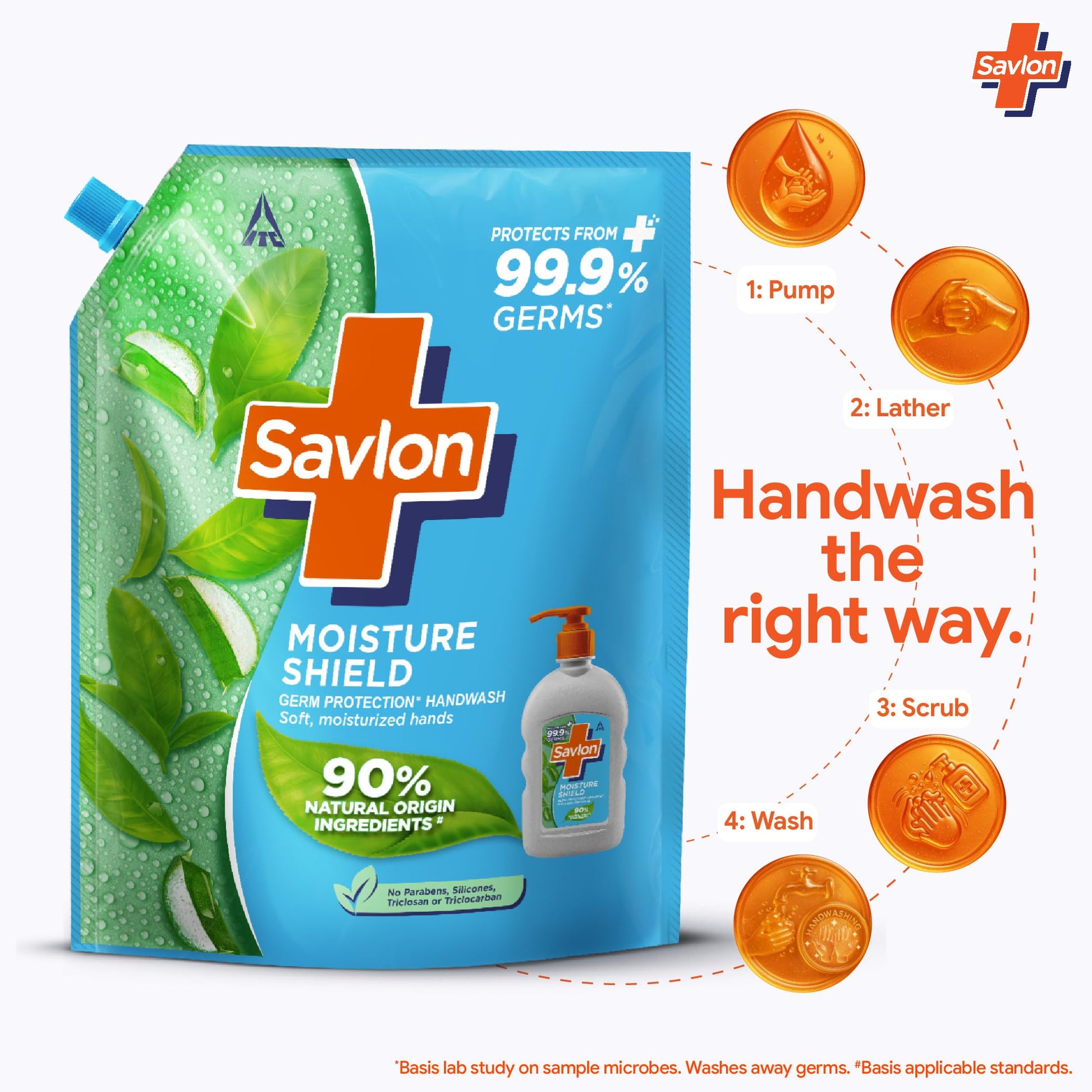 Savlon Moisture Shield Liquid Handwash Refill, 1.3L, 90% Natural Origin, Dermatologically Tested, for All Skin Types - size a