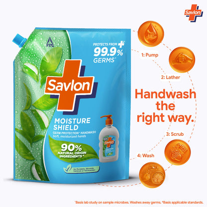 Savlon Moisture Shield Liquid Handwash Refill, 1.3L, 90% Natural Origin, Dermatologically Tested, for All Skin Types - size a