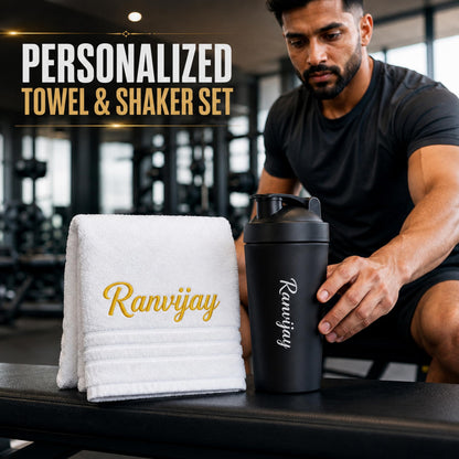 SAVRI Custom Engraved Stainless Steel Gym Shaker Bottle, 700ml, Leakproof - back view (10)