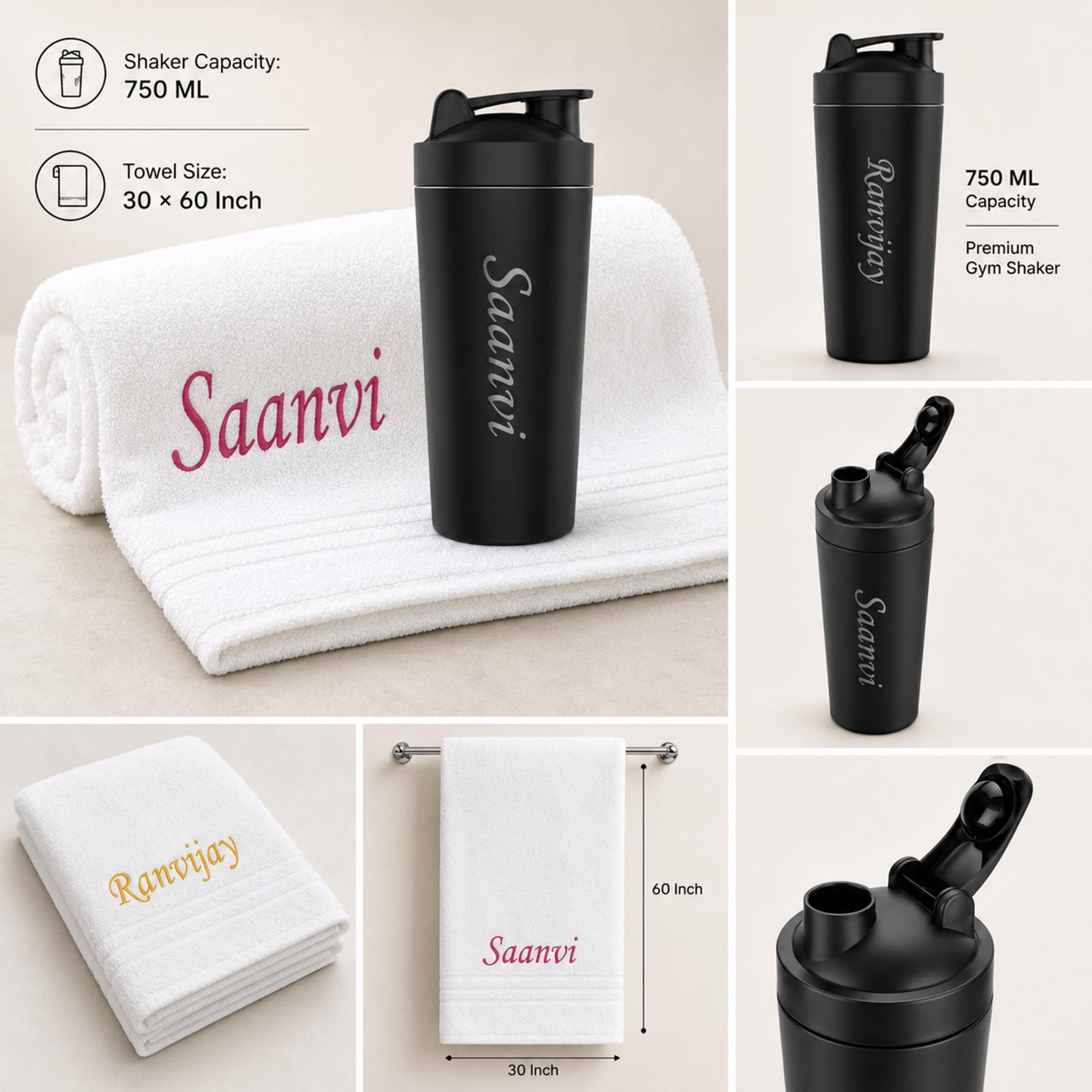 SAVRI Custom Engraved Stainless Steel Gym Shaker Bottle, 700ml, Leakproof - ingredients panel (13)