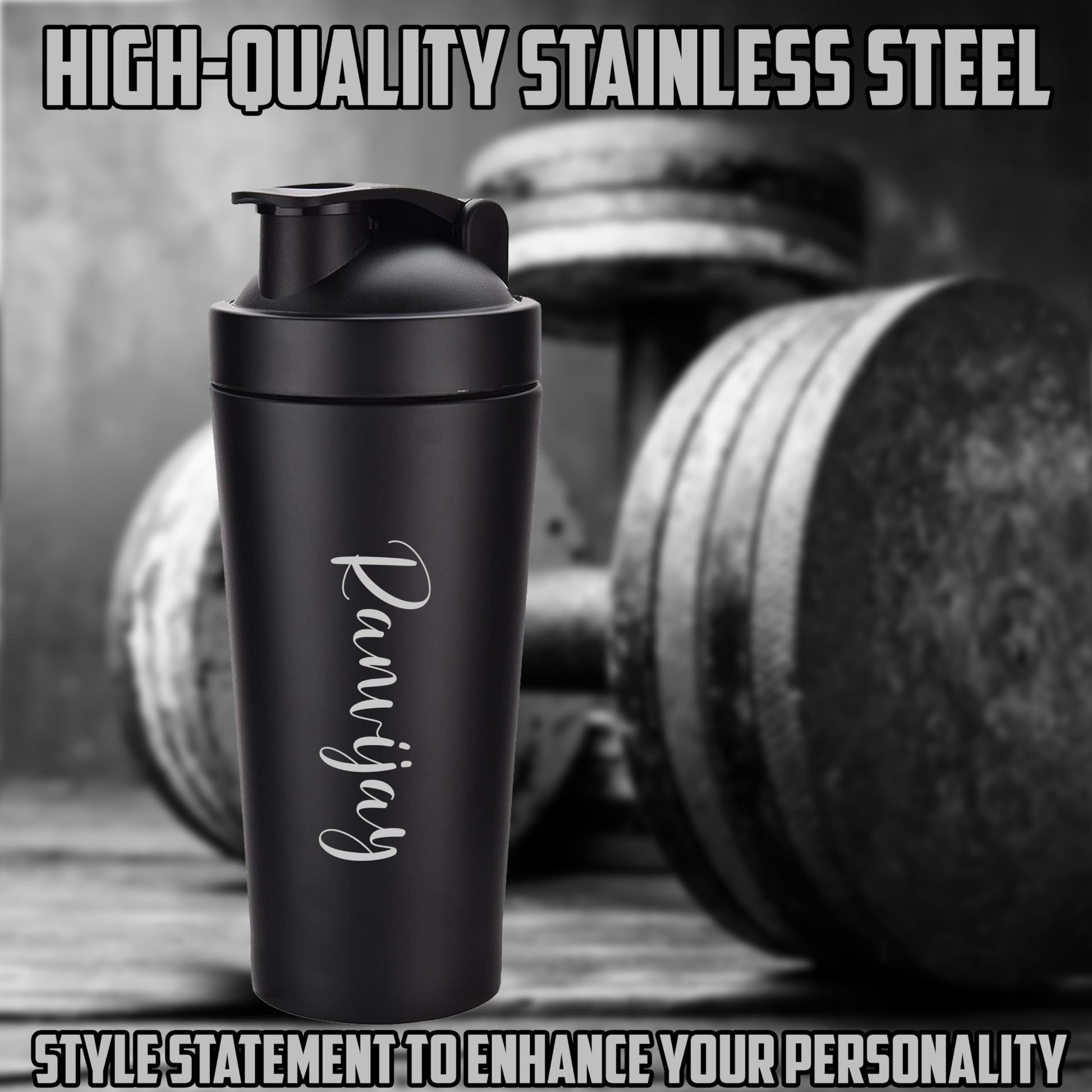 SAVRI Custom Engraved Stainless Steel Gym Shaker Bottle, 700ml, Leakproof - packaging