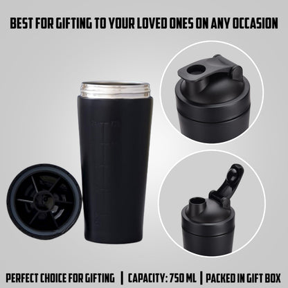 SAVRI Custom Engraved Stainless Steel Gym Shaker Bottle, 700ml, Leakproof - ingredients panel