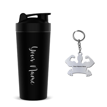 SAVRI Custom Engraved Stainless Steel Gym Shaker Bottle, 700ml, Leakproof (7)