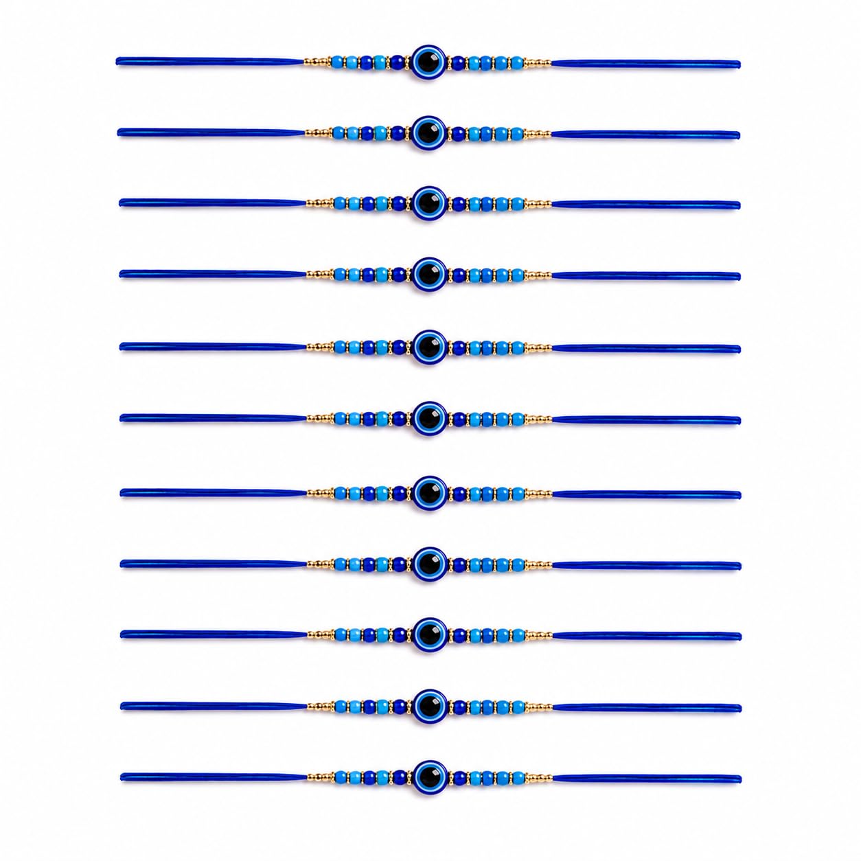 Sawardawalas 12 Designer Blue Beaded Rakhi Set for Brother | Handmade Raksha Bandhan Rakhi Combo | Includes Greeting Card & R