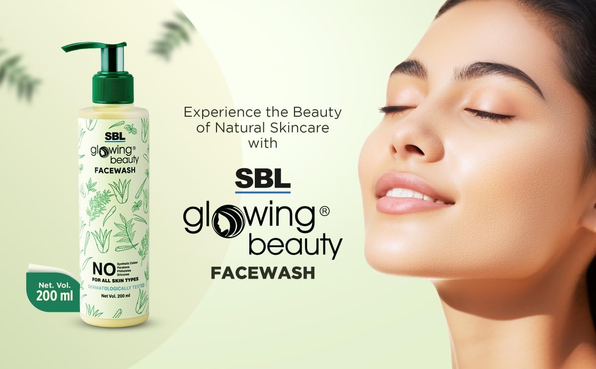 SBL Face Wash, 200ml, with Natural Ingredients, Unisex Daily Skin Cleanser for Adults - front view