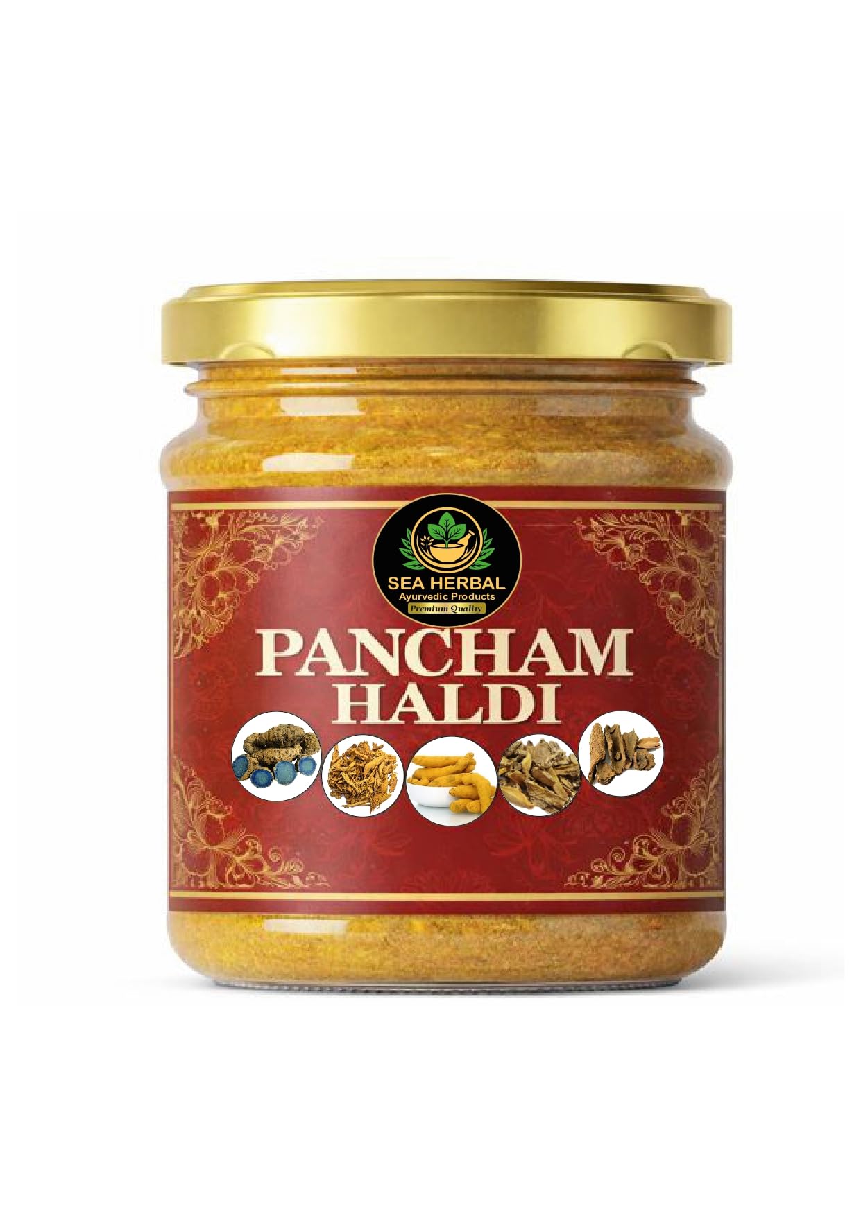 SEA HERBAL Pancham Haldi 100g, Ayurvedic Blend of 5 Turmeric Varieties for Traditional Use - ingredients panel