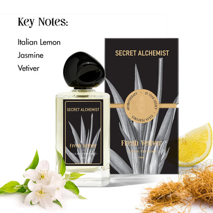 Secret Alchemist Fresh Vetiver Parfum 100ml, 25% Oil Concentration, Men, IFRA Certified - front view