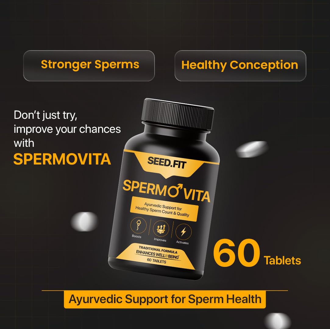 SEED.FIT Spermovita Ayurvedic Tablets, 60 Count, Men's Herbal Supplement - back view