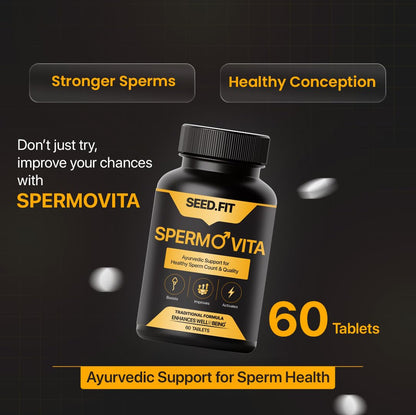 SEED.FIT Spermovita Ayurvedic Tablets, 60 Count, Men's Herbal Supplement - back view