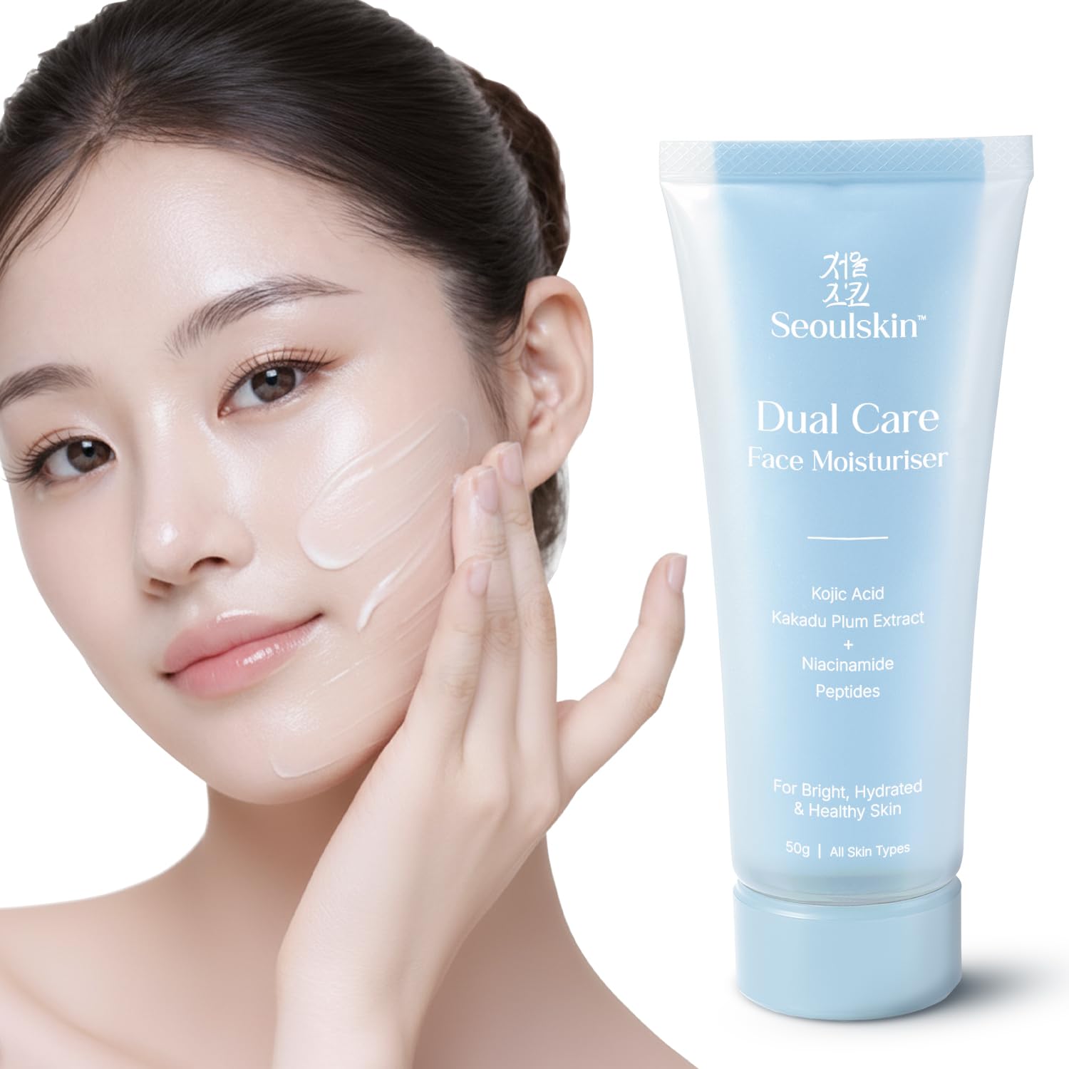 SEOULSKIN Dual Care Face Moisturizer Cream 50g, 2-in-1 Facial Moisturizer with Kojic Acid, Niacinamide and Peptides, Unisex N