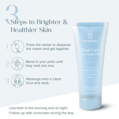 SEOULSKIN Dual Care Face Moisturizer Cream 50g, 2-in-1 Facial Moisturizer with Kojic Acid, Niacinamide and Peptides, Unisex N