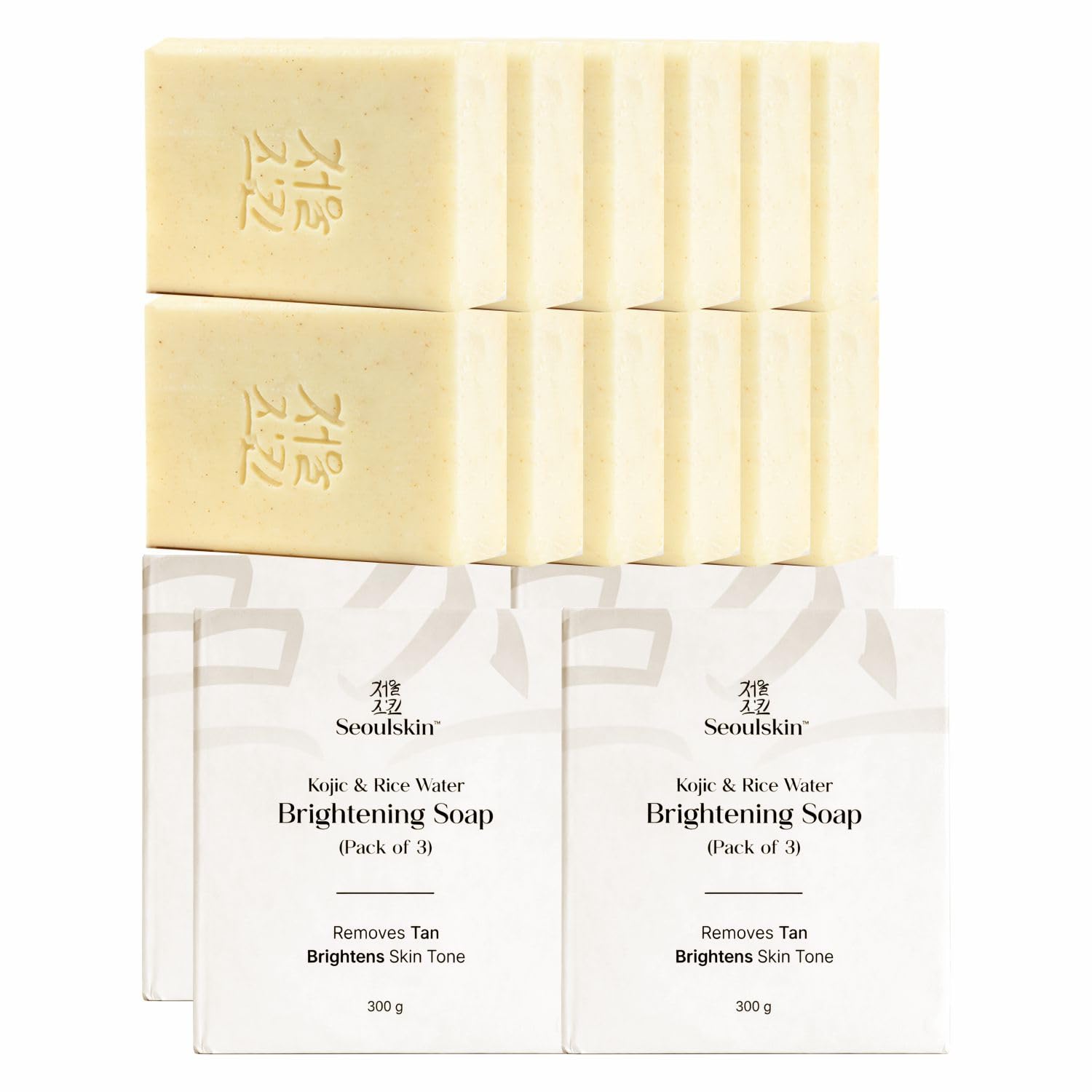 SEOULSKIN Kojic & Rice Water Brightening Soap Bar, 100g, Solid Soap with Niacinamide, Paraben Free (12)