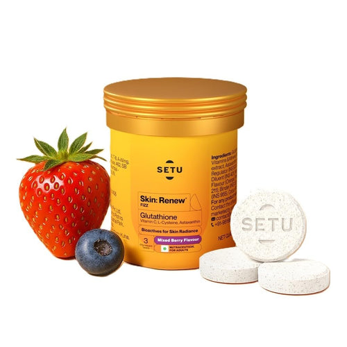 SETU Glutathione Effervescent Tablets, 500mg L-Glutathione, Vitamin C, Sugar-Free, Unisex Supplement