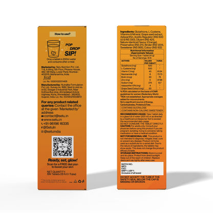 SETU Glutathione Effervescent Tablets, 500mg L-Glutathione, Vitamin C, Sugar-Free, Unisex Supplement - in use (27)