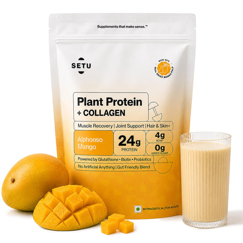 SETU Plant Protein with Veg Collagen Powder 1 kg Pea Rice Isolate Vegan Non-GMO FSSAI