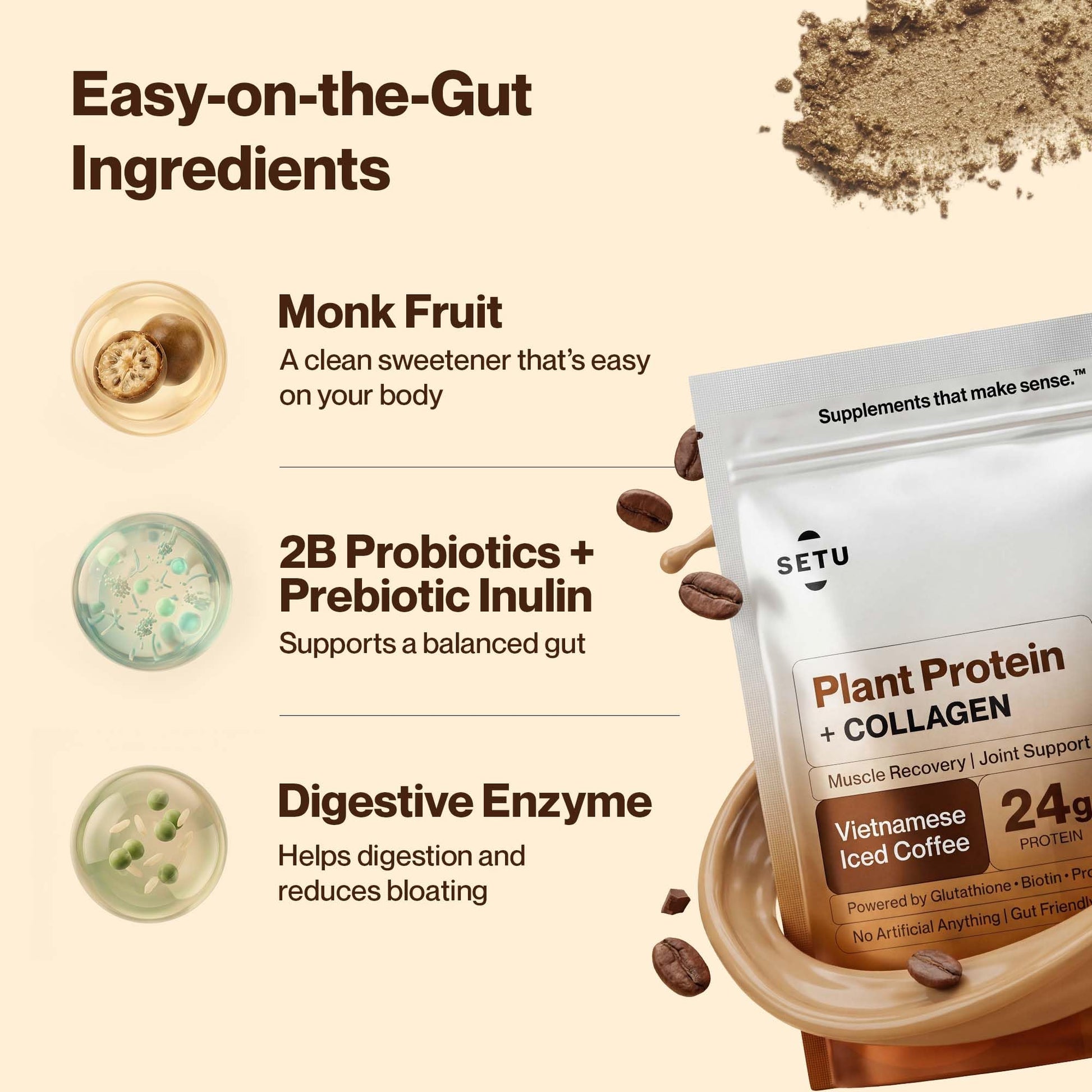 SETU Plant Protein with Veg Collagen Powder 1 kg Pea Rice Isolate Vegan Non-GMO FSSAI - back view (17)