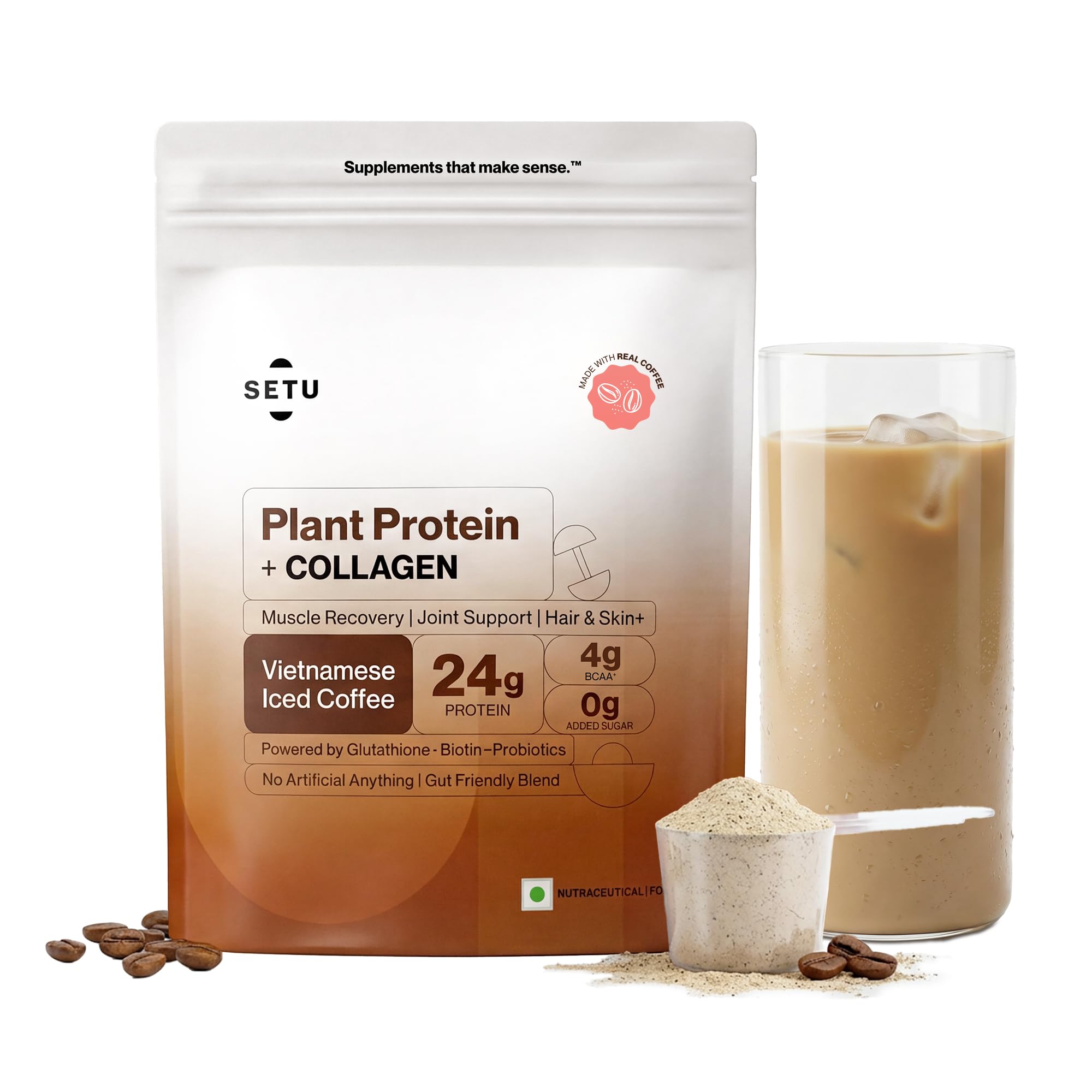 SETU Plant Protein with Veg Collagen Powder 1 kg Pea Rice Isolate Vegan Non-GMO FSSAI (24)