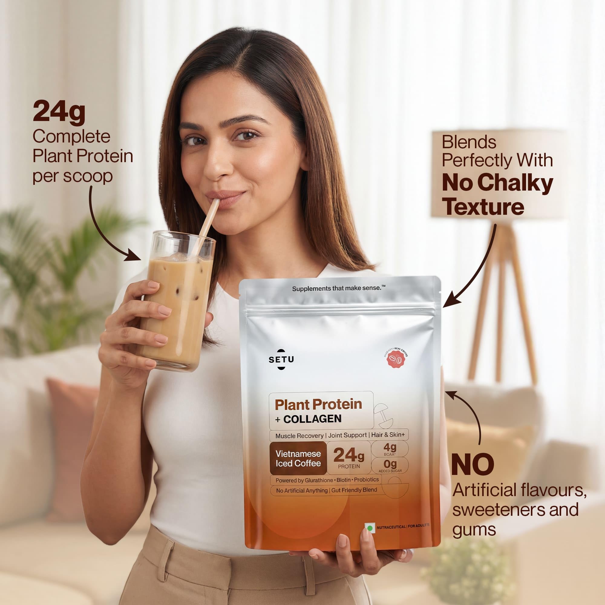 SETU Plant Protein with Veg Collagen Powder 1 kg Pea Rice Isolate Vegan Non-GMO FSSAI - packaging (26)