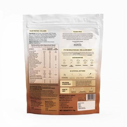 SETU Plant Protein with Veg Collagen Powder 1 kg Pea Rice Isolate Vegan Non-GMO FSSAI - size and scale (27)