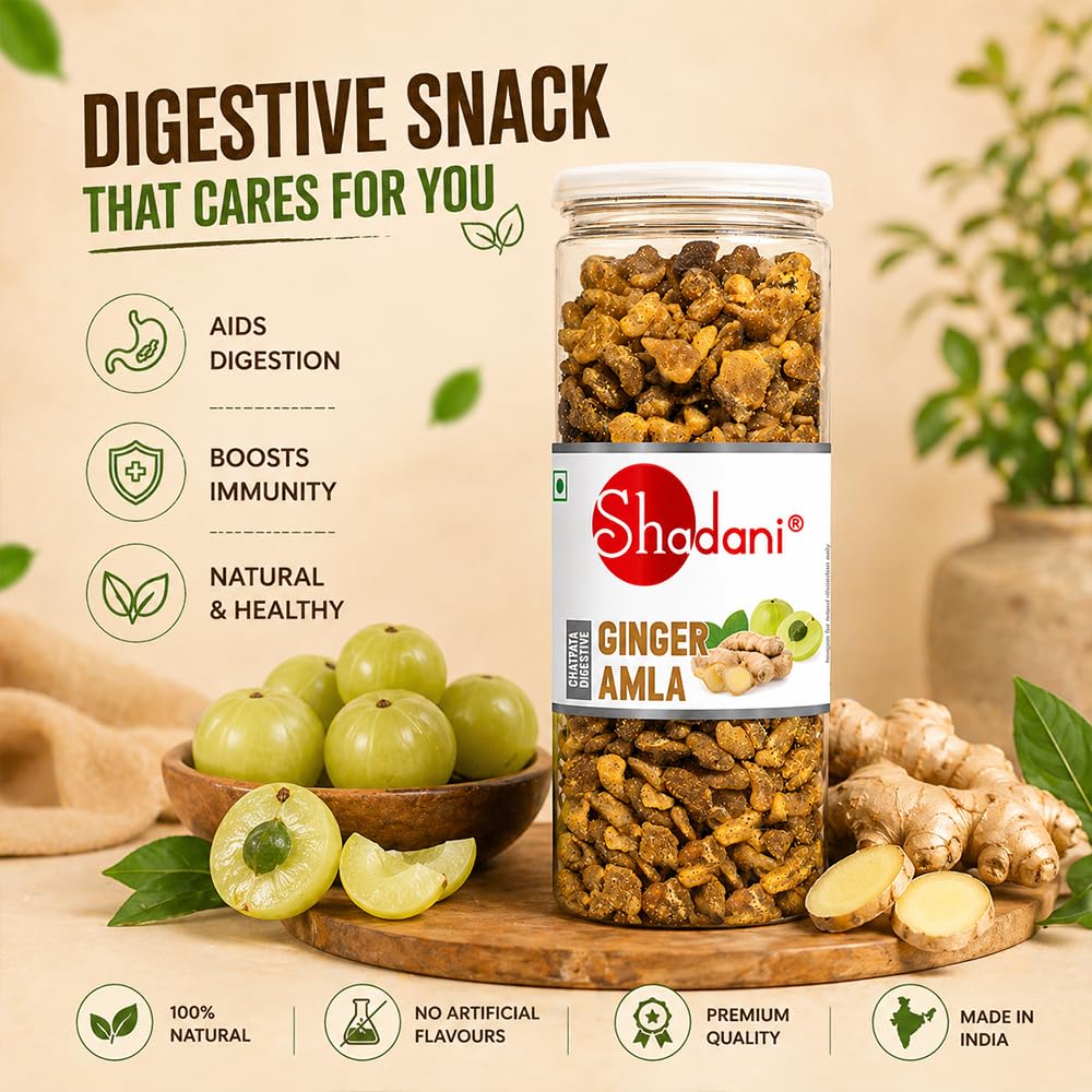 Shadani Dry Ginger Amla, 180g, Indian Gooseberry & Ginger Candy Mix - label detail