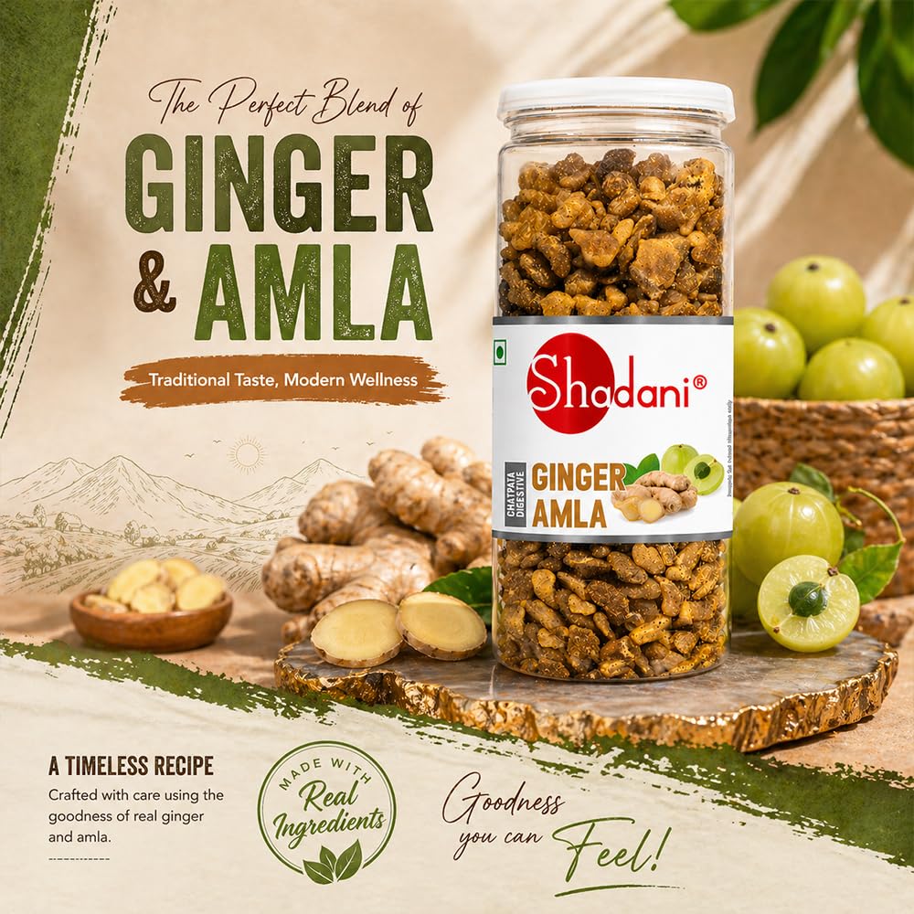 Shadani Dry Ginger Amla, 180g, Indian Gooseberry & Ginger Candy Mix - ingredients panel