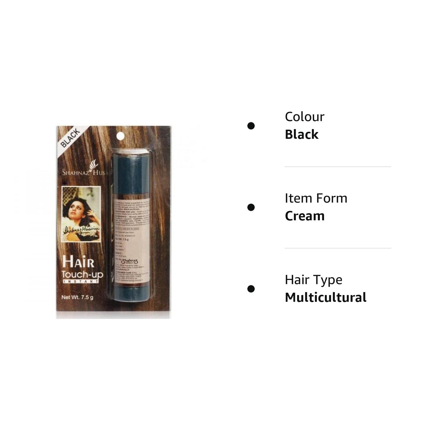 Shahnaz Herbals Hair Touch-Up Plus, Roll-On Root Touch-Up Stick, Hair Color Concealer - back view