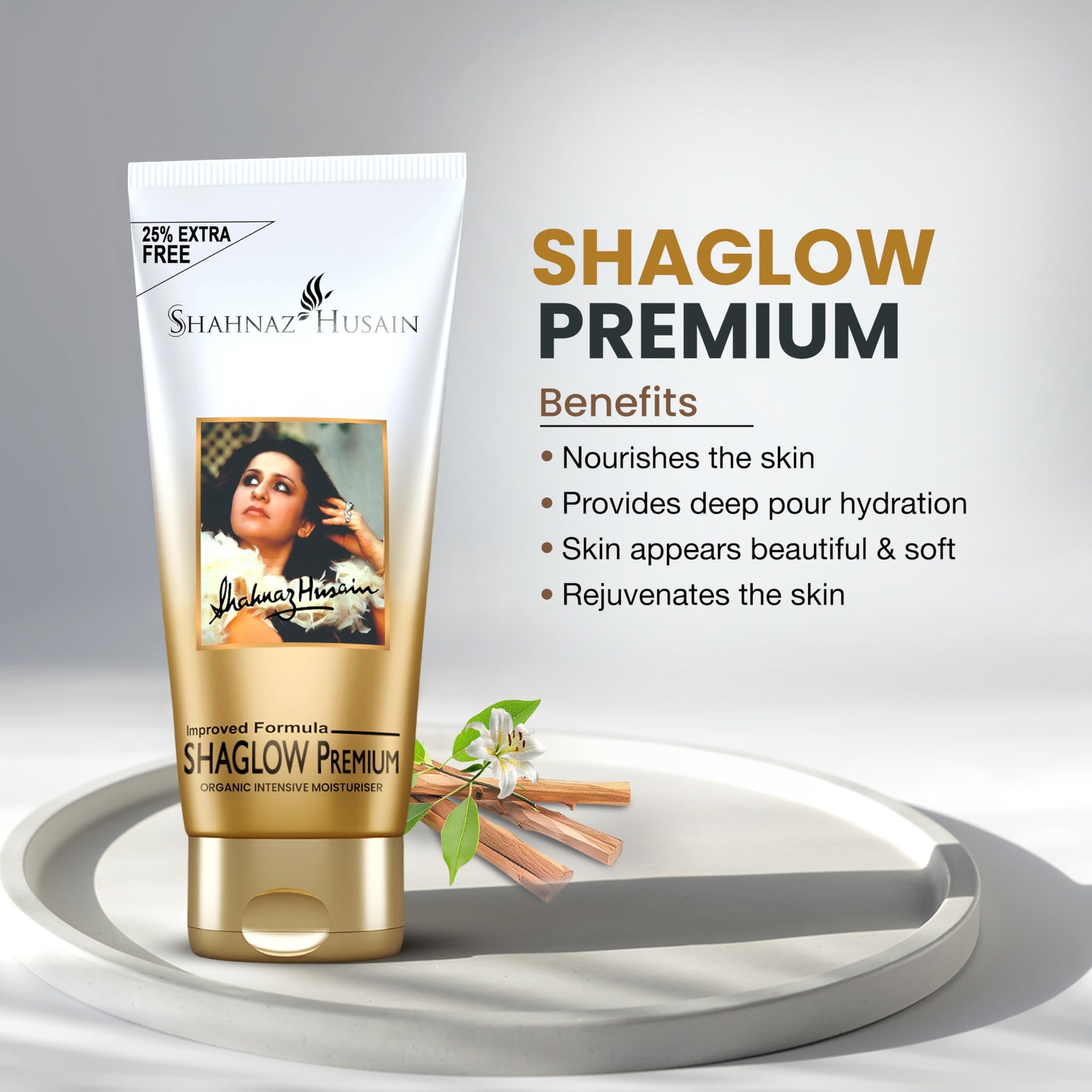 Shahnaz Herbals Shaglow Face Moisturizer for Dry Skin with Natural Extracts, 50g - front view