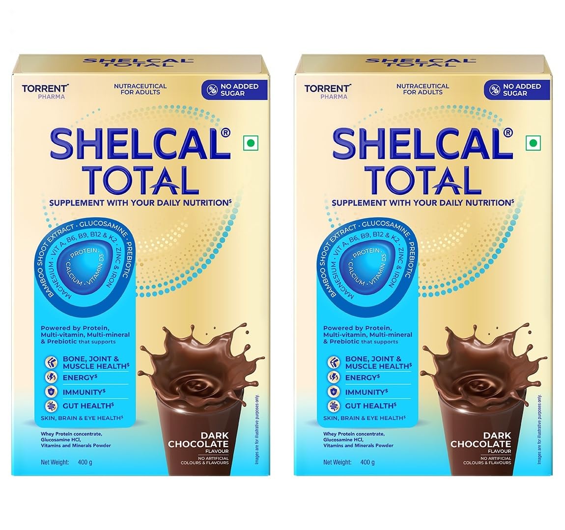 Shelcal Total Nutritional Supplement Powder, 400g, Protein & Multivitamin Blend (10)