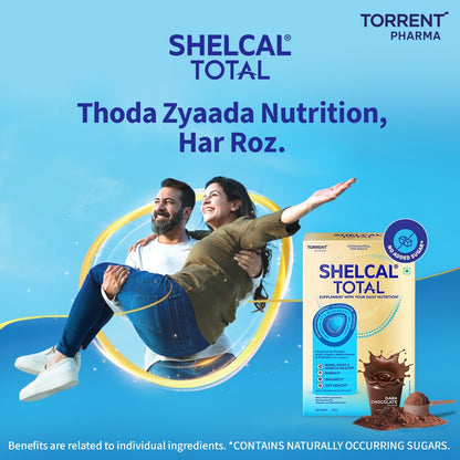Shelcal Total Nutritional Supplement Powder, 400g, Protein & Multivitamin Blend - close-up detail