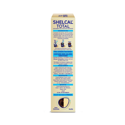 Shelcal Total Nutritional Supplement Powder, 400g, Protein & Multivitamin Blend - size and scale