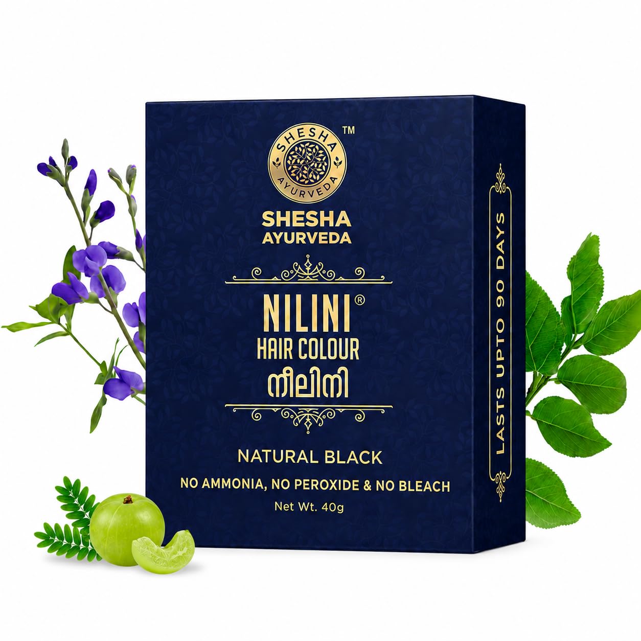 SHESHA NATURALS Nilini Ayurvedic Hair Colour Kit, 40g, Ammonia-Free, Peroxide-Free, Henna-Based