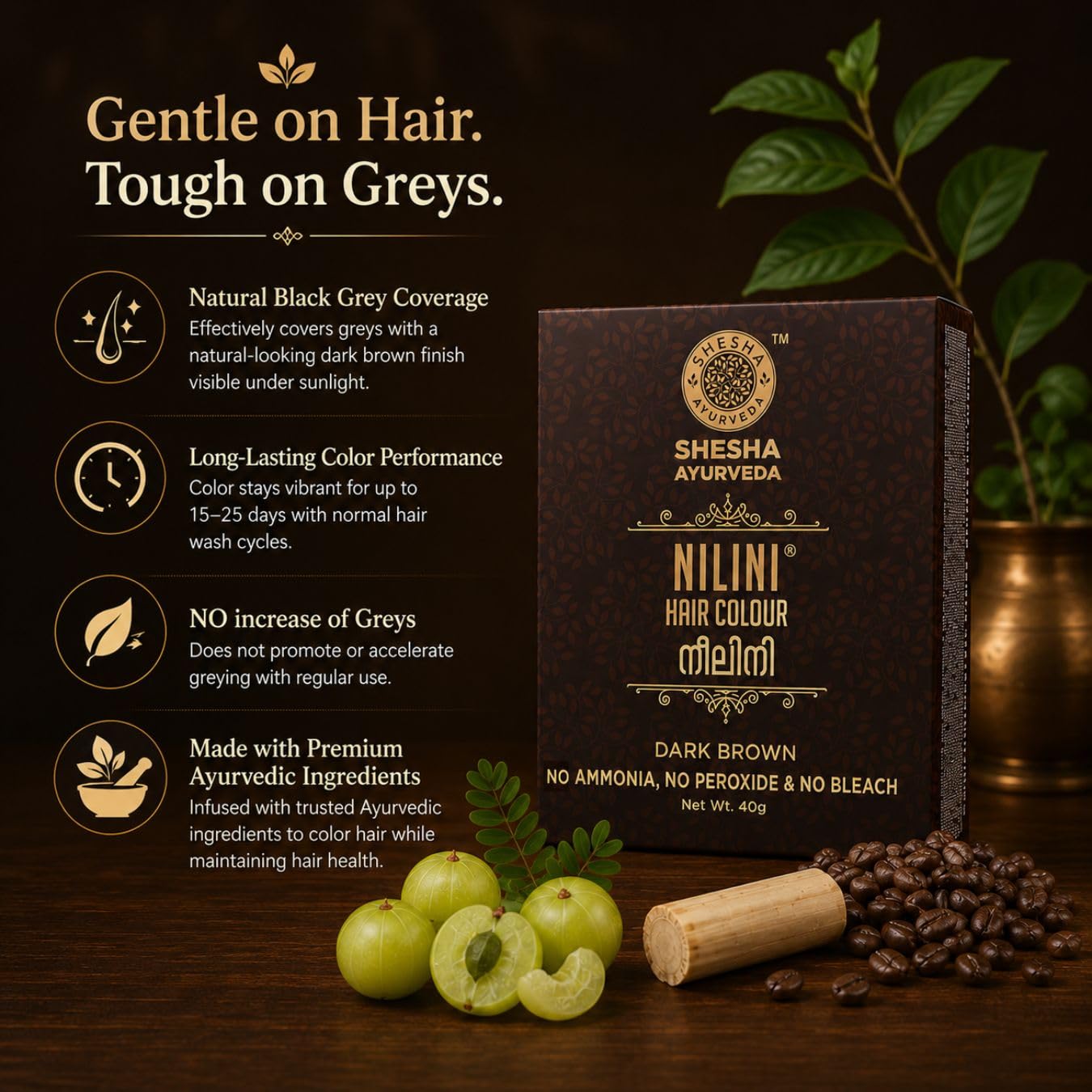 SHESHA NATURALS Nilini Ayurvedic Hair Colour Kit, 40g, Ammonia-Free, Peroxide-Free, Henna-Based - ingredients panel (15)