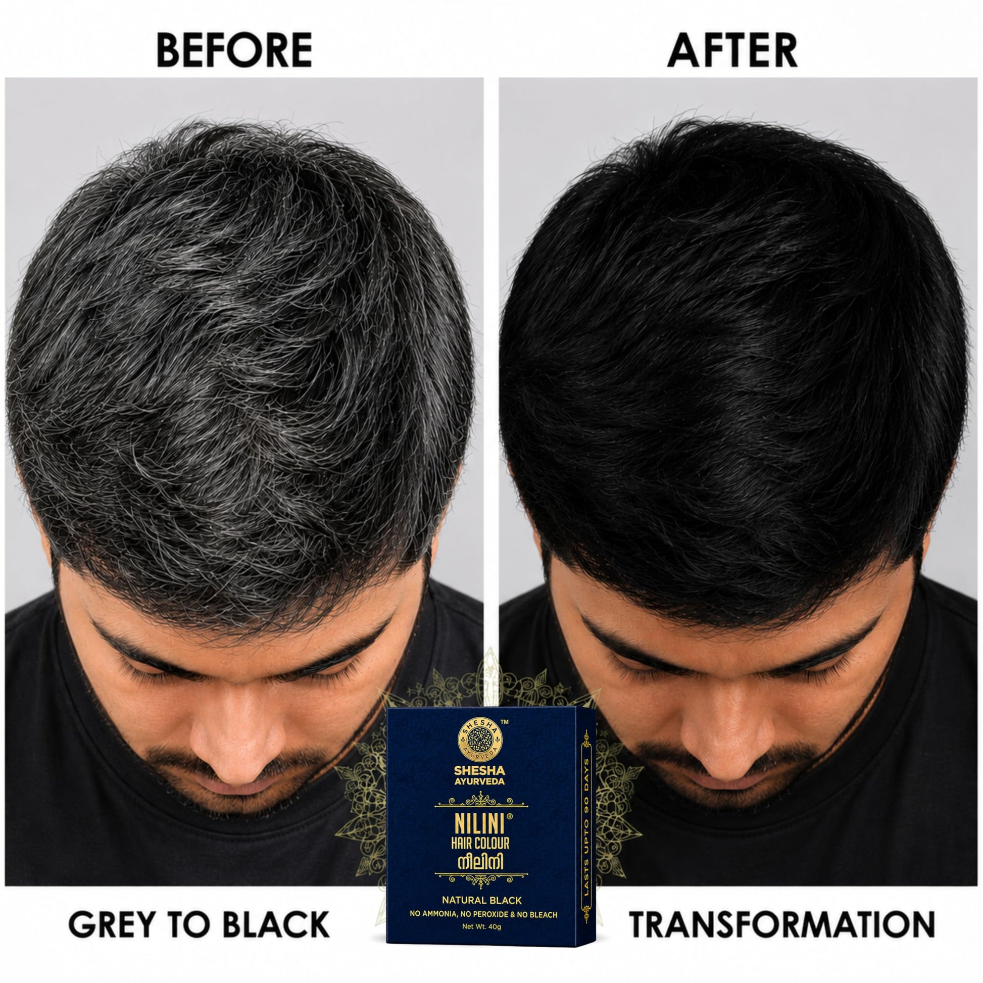 SHESHA NATURALS Nilini Ayurvedic Hair Colour Kit, 40g, Ammonia-Free, Peroxide-Free, Henna-Based - back view