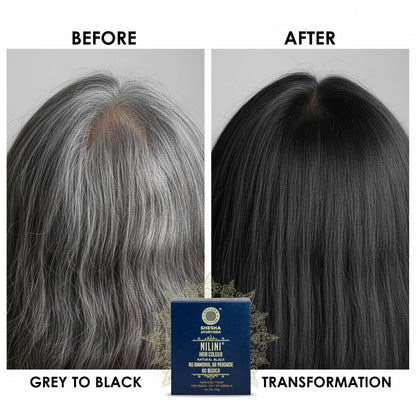 SHESHA NATURALS Nilini Ayurvedic Hair Colour Kit, 40g, Ammonia-Free, Peroxide-Free, Henna-Based - in use