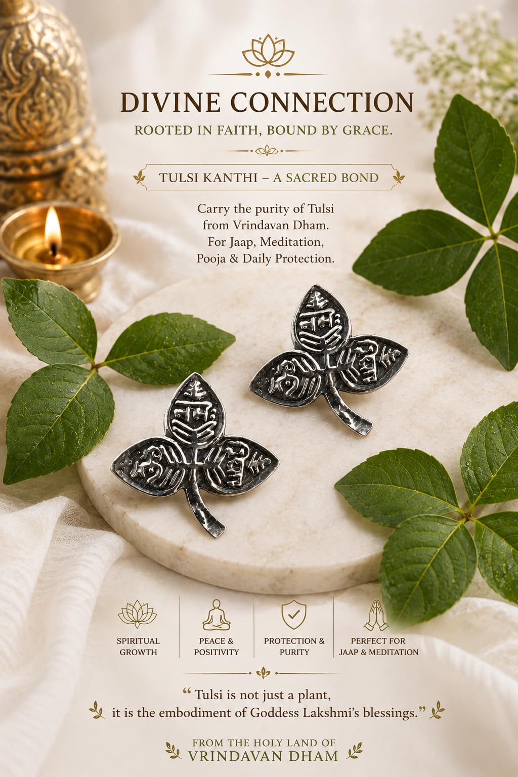 Shree Shyam Enterprises Silver-Plated Metal Bel Patra Leaves for Shivling Pooja - Artificial Bilva Patra for Home Temple Deco