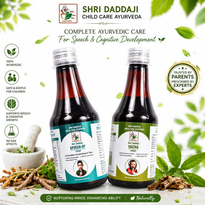 Shri Daddaji Child Care Ayurveda Speech-Up Syrup and Vacha Syrup Combo, 200ml Each, Herbal Supplement for Children, Pack of 2