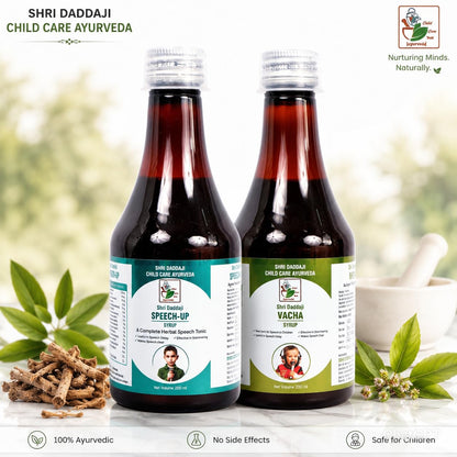 Shri Daddaji Child Care Ayurveda Speech-Up Syrup and Vacha Syrup Combo, 200ml Each, Herbal Supplement for Children, Pack of 2