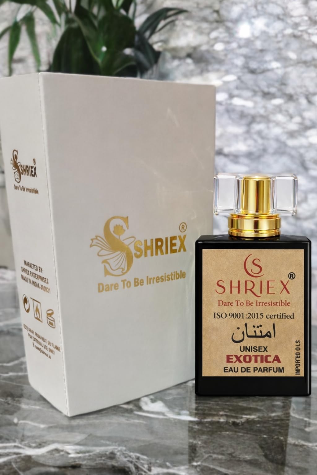 Shriex Exotica Eau de Parfum, 50ml, Unisex Fragrance for Men and Women - packaging