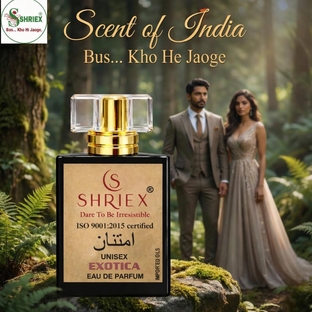 Shriex Exotica Eau de Parfum, 50ml, Unisex Fragrance for Men and Women - label detail