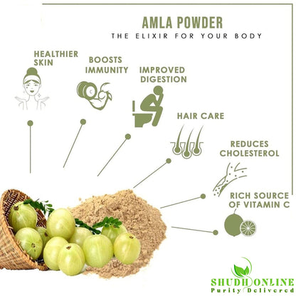 Shudh Online Dry Amla Pieces, Dried Indian Gooseberry, Whole, No Additives, Edible Fruit - back view