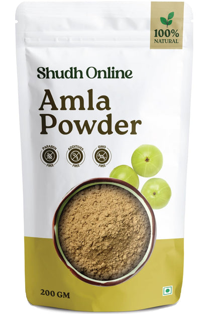 Shudh Online Organic Amla Powder, Seedless Gooseberry Fruit Churna, Edible and for Hair Care (9)
