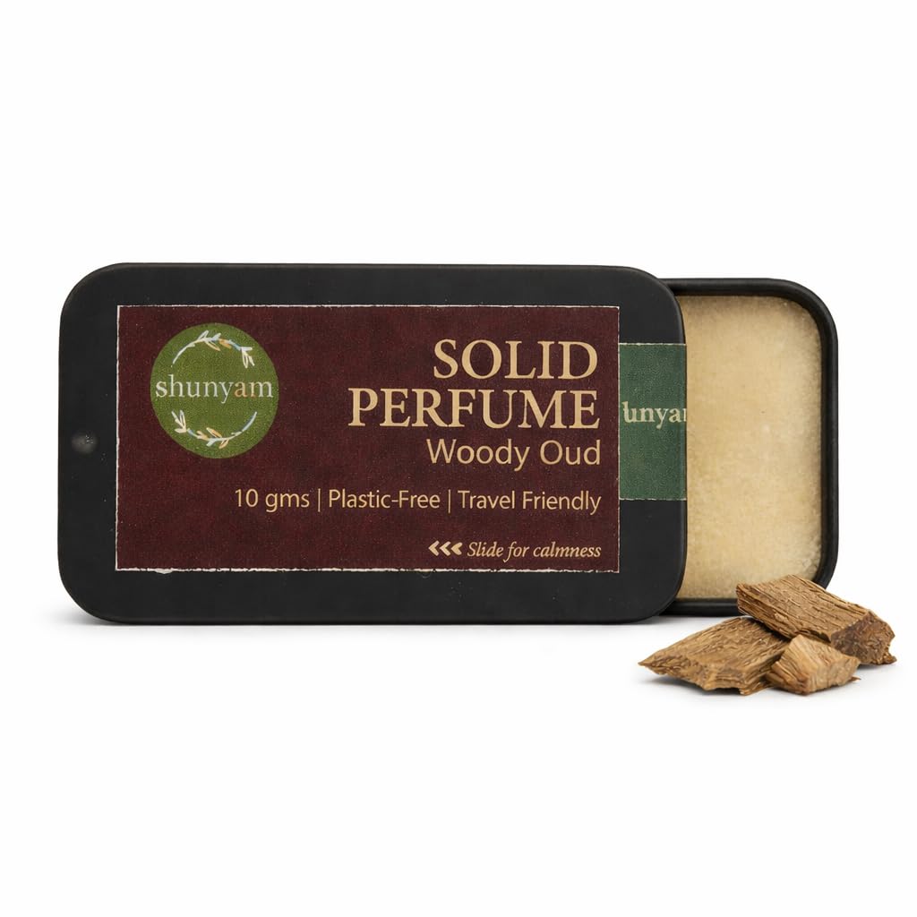 Shunyam Natural Solid Perfume, Alcohol-Free Unisex Fragrance, Shea Butter, Sliding Tin, 10g - back view (10)