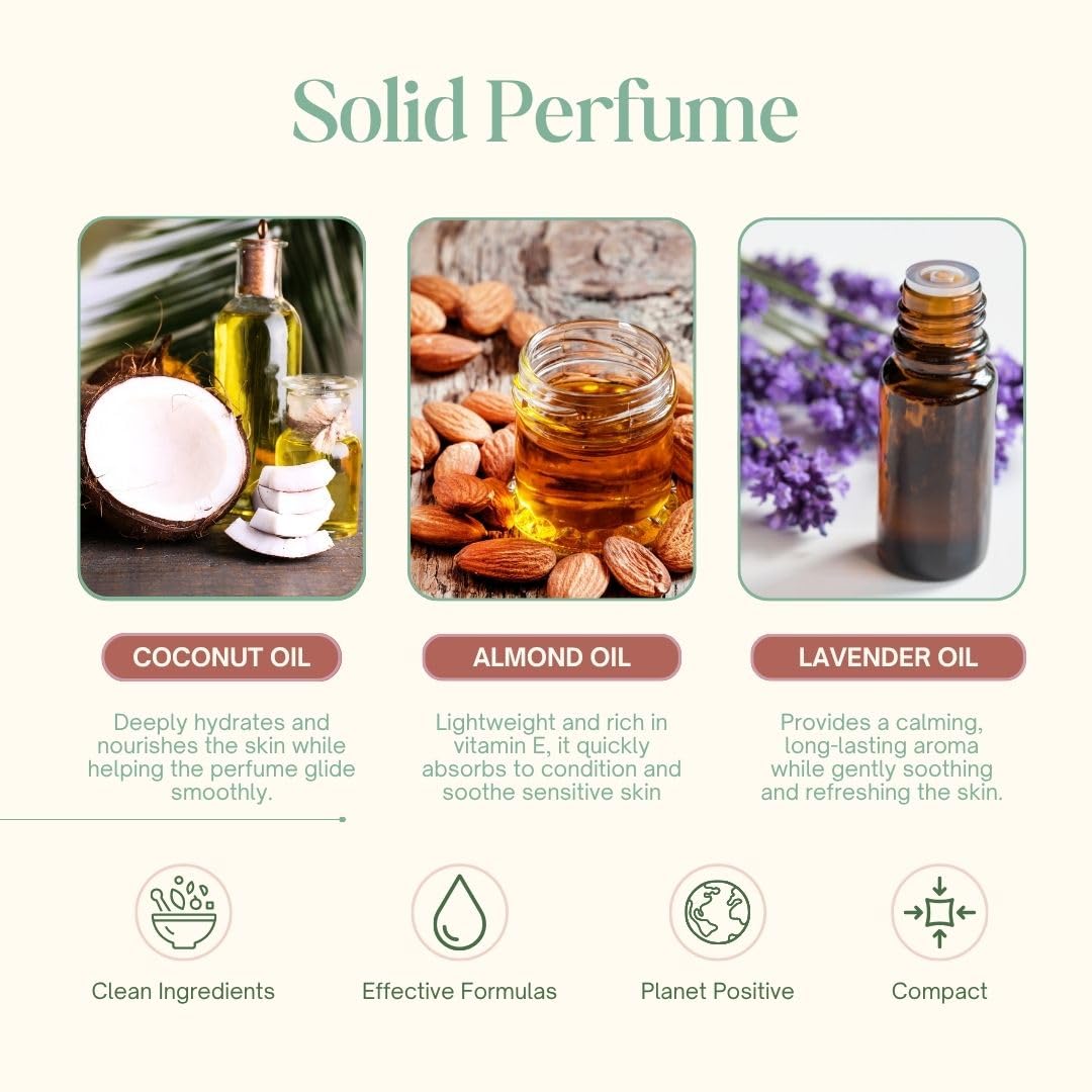 Shunyam Natural Solid Perfume, Alcohol-Free Unisex Fragrance, Shea Butter, Sliding Tin, 10g - close-up detail