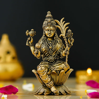 Shyam Antique Creation Brass Goddess Tripura Sundari Statue 3 Inch Antique Rajarajeshwari Idol for Home Temple Puja