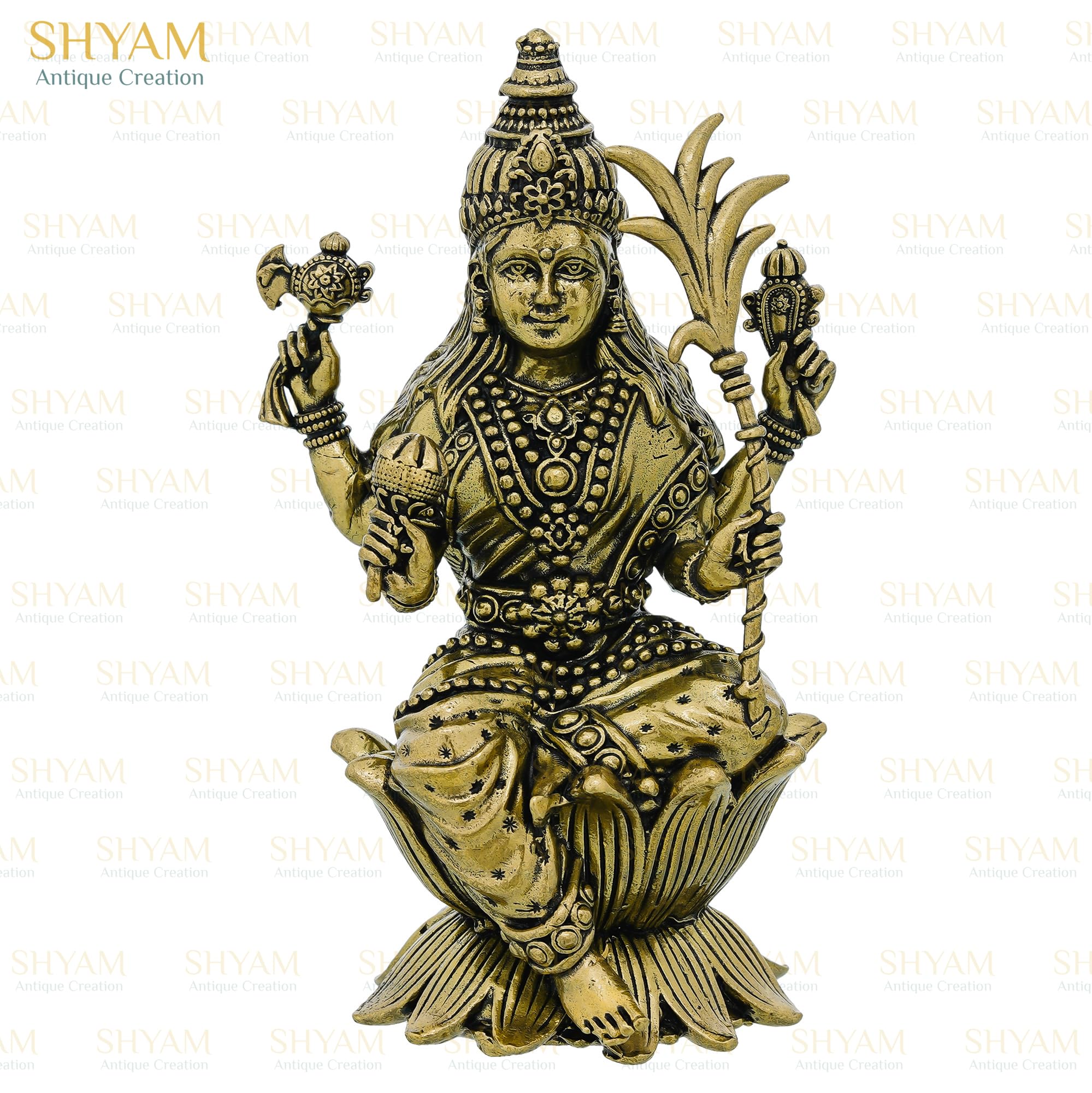 Shyam Antique Creation Brass Goddess Tripura Sundari Statue 3 Inch Antique Rajarajeshwari Idol for Home Temple Puja - back vi
