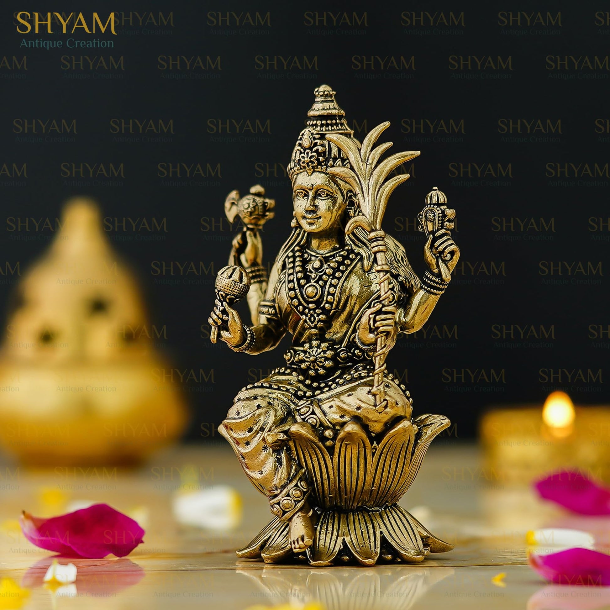 Shyam Antique Creation Brass Goddess Tripura Sundari Statue 3 Inch Antique Rajarajeshwari Idol for Home Temple Puja - ingredi