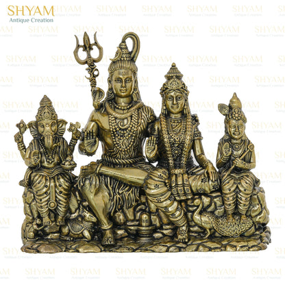 Shyam Antique Creation Brass Shiva Family Idol, 1.5 Inch, Antique Finish Figurine for Car Dashboard or Home Temple - back vie