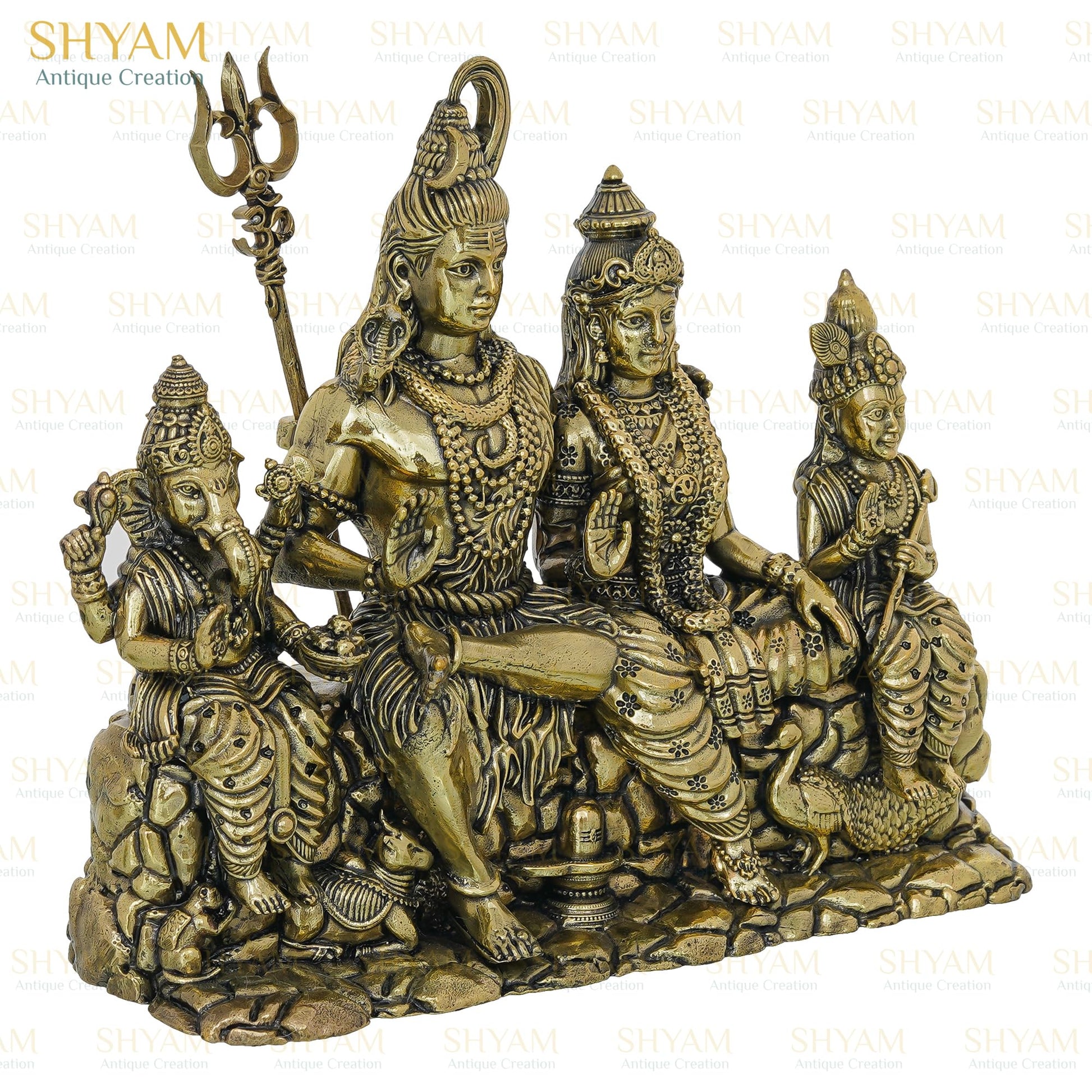 Shyam Antique Creation Brass Shiva Family Idol, 1.5 Inch, Antique Finish Figurine for Car Dashboard or Home Temple - packagin