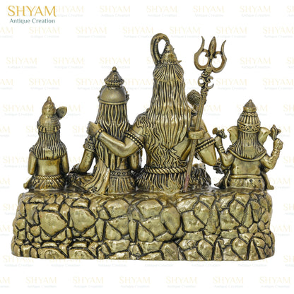 Shyam Antique Creation Brass Shiva Family Idol, 1.5 Inch, Antique Finish Figurine for Car Dashboard or Home Temple - label de