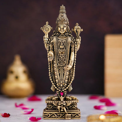 Shyam Antique Creation Brass Tirupati Balaji Murti, 1.5 Inch, Standing Lord Venkateshwara Figurine for Home Temple Decor